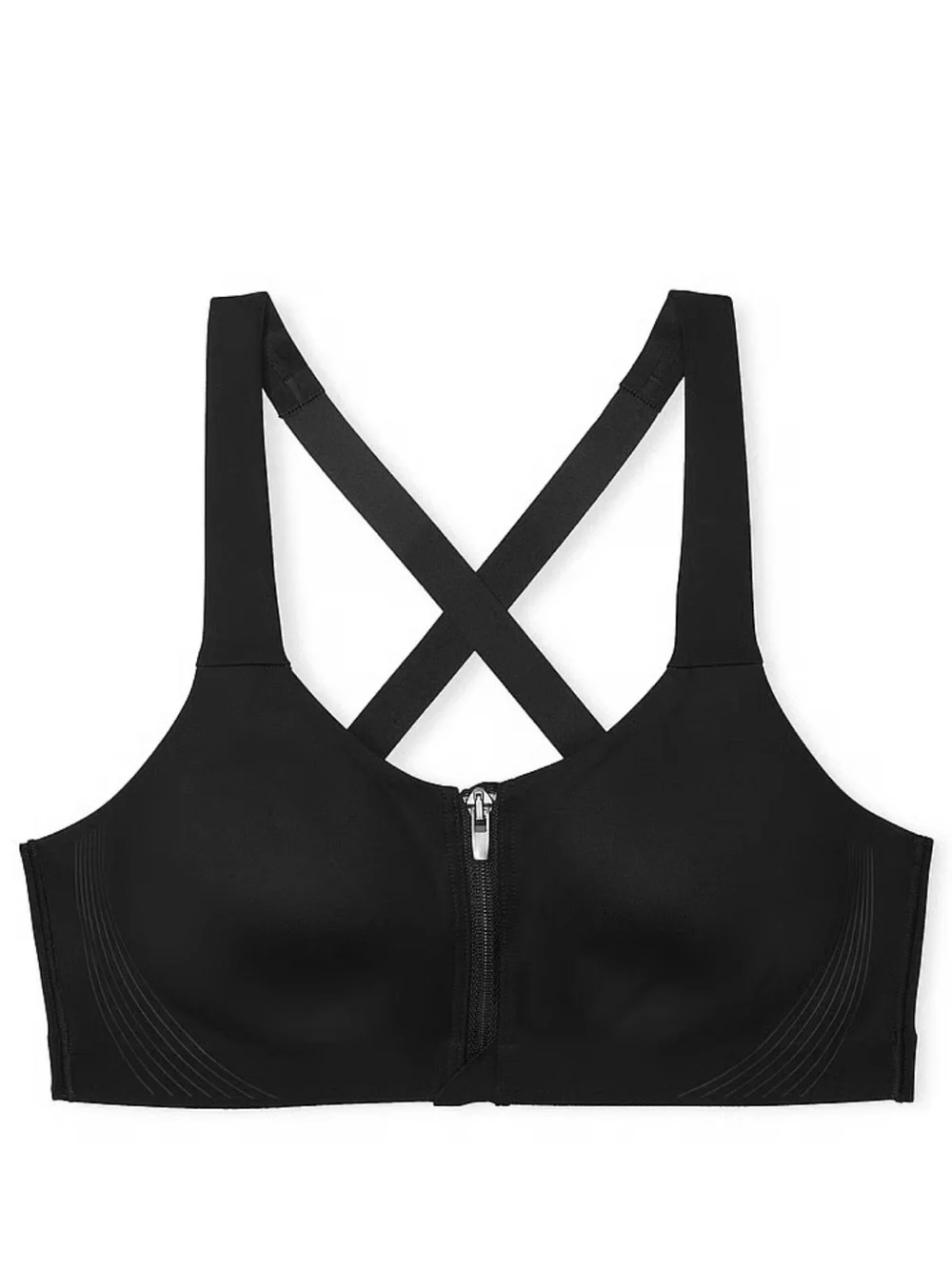 Victoria’s Secret VSX Knockout Front-Zip Black Sports Bra - 34DD